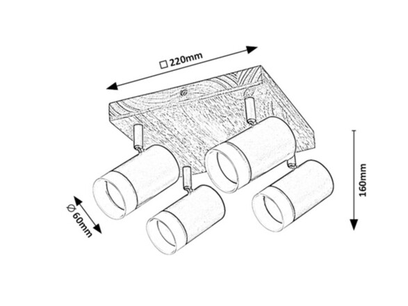 Rabalux bodové svítidlo Toras GU10 4X MAX 5W dub 73124