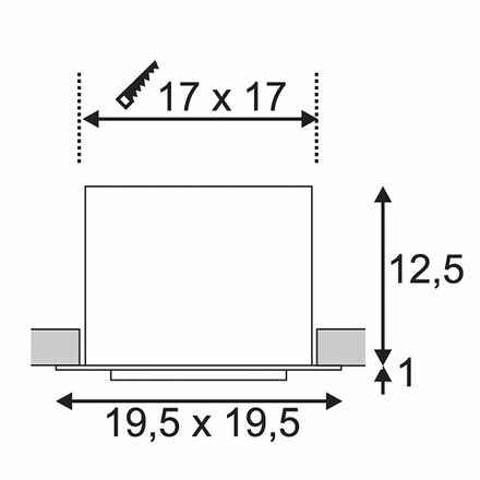 VÝPRODEJ VZORKU BIG WHITE SADA KADUX 1, vestavné svítidlo, jedna žárovka, LED, 3000K, xl, hranaté, černé matné, 30°, 29 W