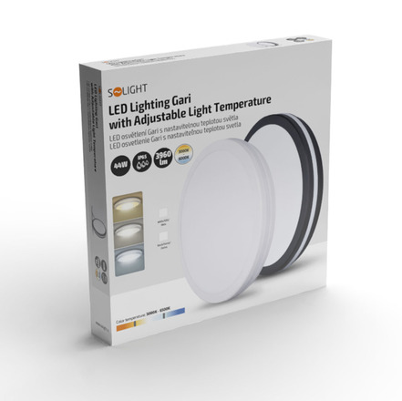 Solight LED osvětlení Gari, 44W, 3960lm, 3CCT, IP65, 40cm, černá WO821-B