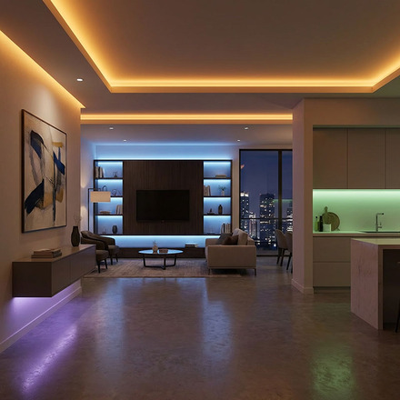 Solight LED světelný pás, RGB + 3CCT, 5m, sada s 24V adaptérem a dálk. ovladačem, 5W/m, IP65 WM60