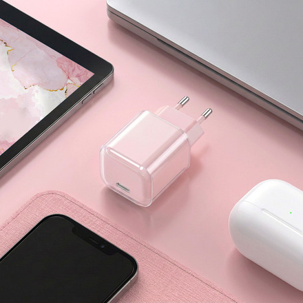 Solight 33W GaN fast charge USB-C adaptér, růžový DC74P