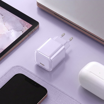 Solight 33W GaN fast charge USB-C adaptér, fialový DC74V