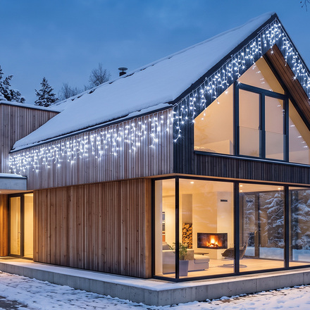 Solight LED vánoční girlanda, rampouchy, 400 LED, 20m, IP44, studené bílé světlo 1v404-CW