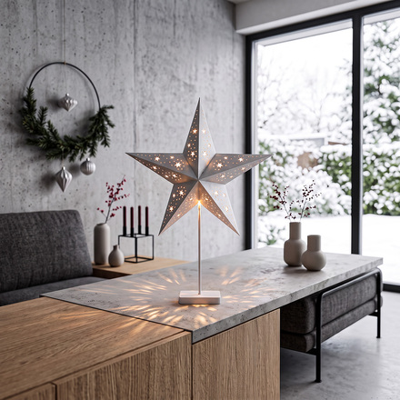 Solight LED vánoční hvězda stolní, 10x LED, 3x AA, stříbrná 1v262-S