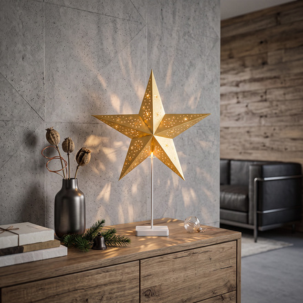 Solight LED vánoční hvězda stolní, 10x LED, 3x AA, zlatá 1v262-G