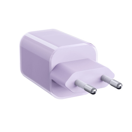 Solight 33W GaN fast charge USB-A + USB-C adaptér, fialový DC75V