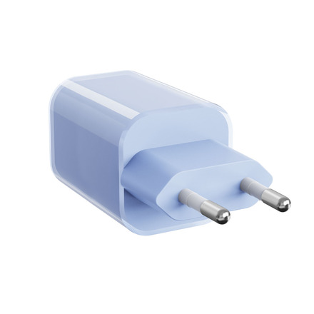 Solight 33W GaN fast charge USB-A + USB-C adaptér, modrý DC75B