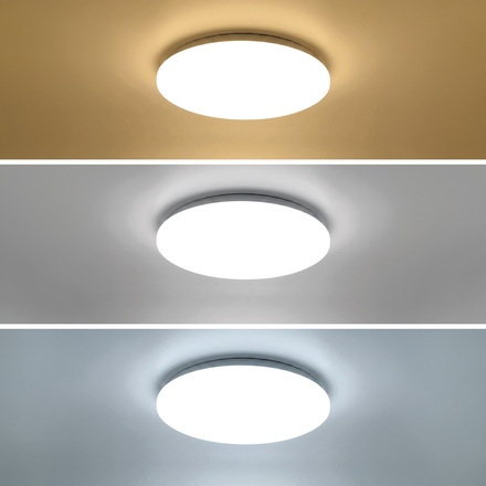 Solight LED stropní světlo Plain, 3CCT, 24W, 1920lm, IP44, kulaté, 38cm WO788-1