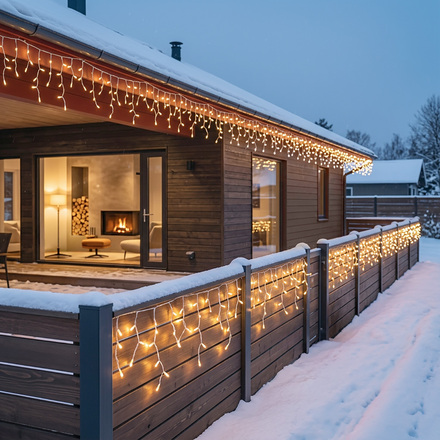 Solight LED vánoční girlanda, rampouchy, 400 LED, 20m, IP44, teplé bílé světlo 1v404-WW