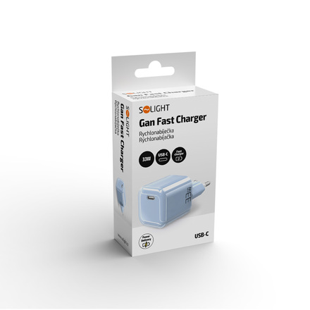 Solight 33W GaN fast charge USB-C adaptér, modrý DC74B
