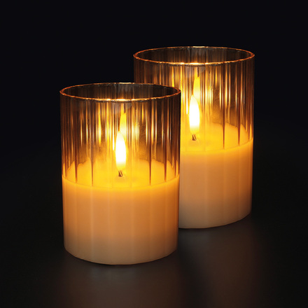 Solight sada 2x LED skleněné svíčky, časovač, 7,5x10cm, 2x AA 1V311