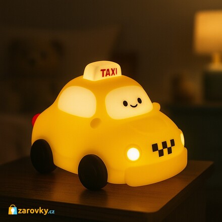 LED2 dětská lampička Auto TAXI LED teplá bílá nabíjecí USB