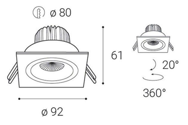LED2 2160436D 192N ALU DIM 6 3000K ZÁPUSTNÉ hliník