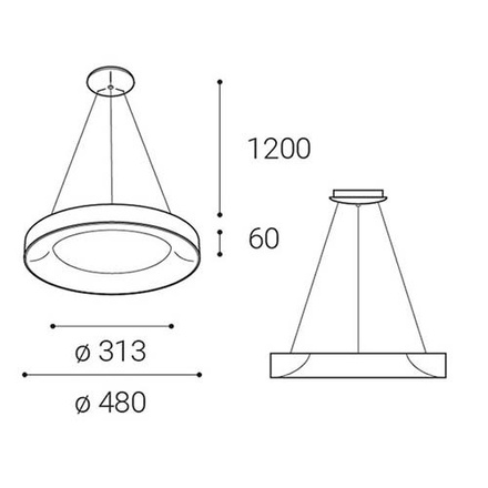 LED2 3270351DT BELLA 48 P-Z, W DIM 40W 2CCT 3000K/4000K závěsné bílé